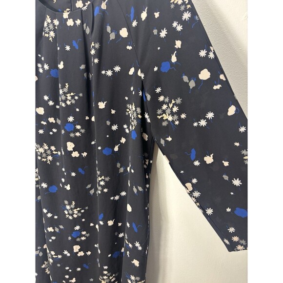 ANN TAYLOR Women’s Shift  Midi Dress Pleated Neckline Floral ZIp Back Sz Xl - Picture 3 of 13